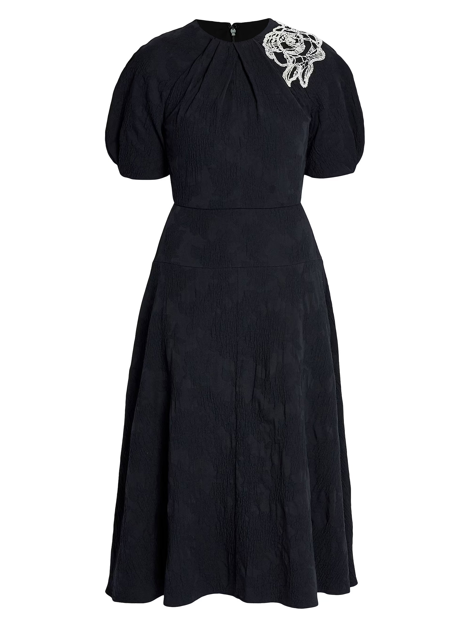 Erdem Lace Appliqué Crinkled Midi-Dress