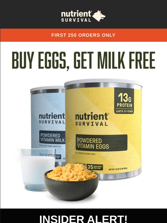 ⚠️ INSIDER DEAL - 250 CANS ONLY - EGGS MILK BOGO