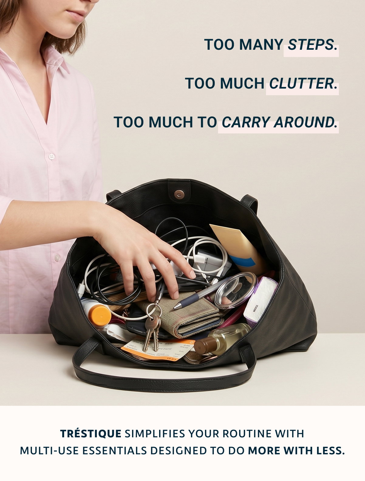 Too many steps.Too much clutter.Too much to carry around.