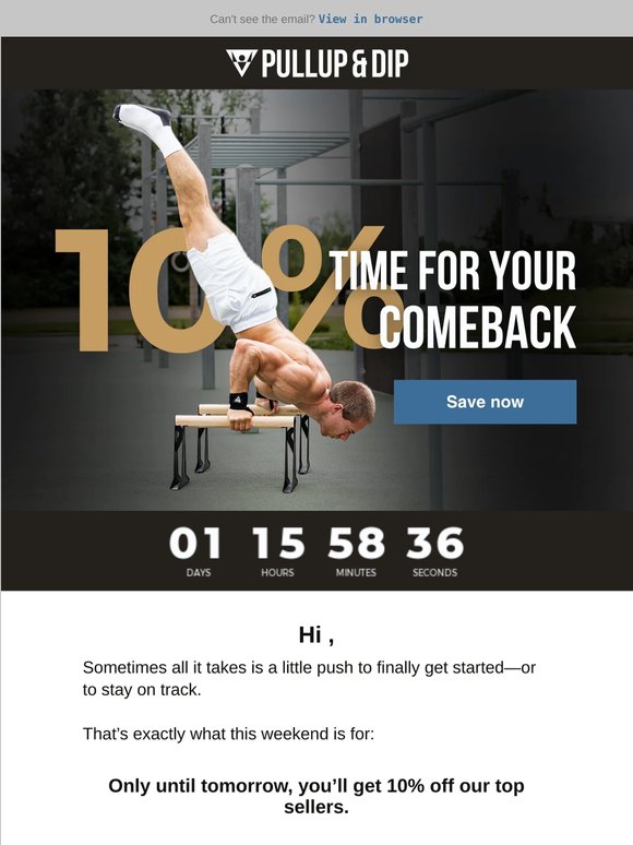 💪 10% off your workout equipment – only until tomorrow