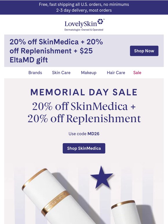 Fill your cart: 20% off SkinMedica + 20% off Replenishment before it ends on Sunday!