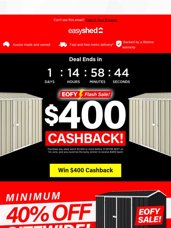 💸 Win BIG this EOFY! $400 Cashback