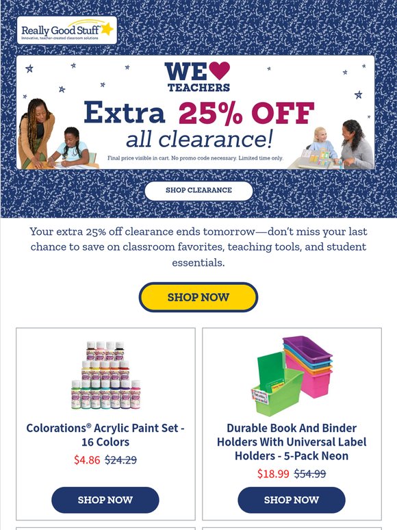 Last chance: extra 25% off ends tomorrow 🛍️