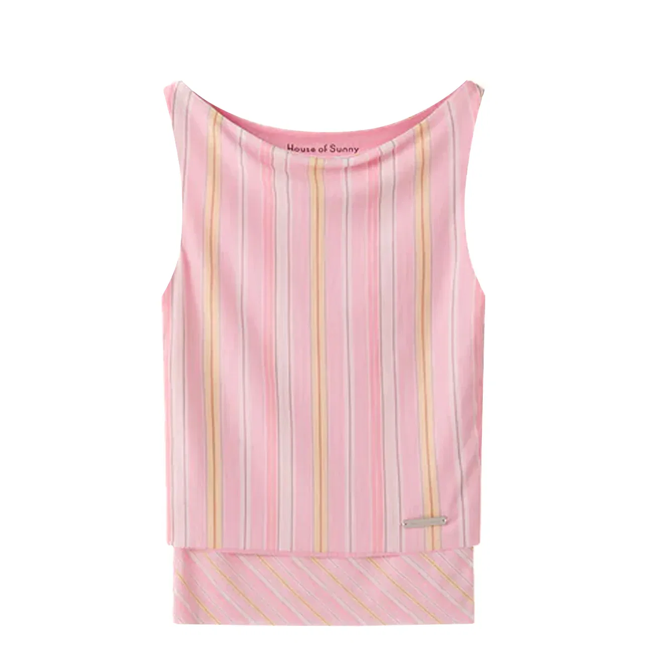 Image of House of Sunny Double Layer Stripe Mesh Vest Stripe Print