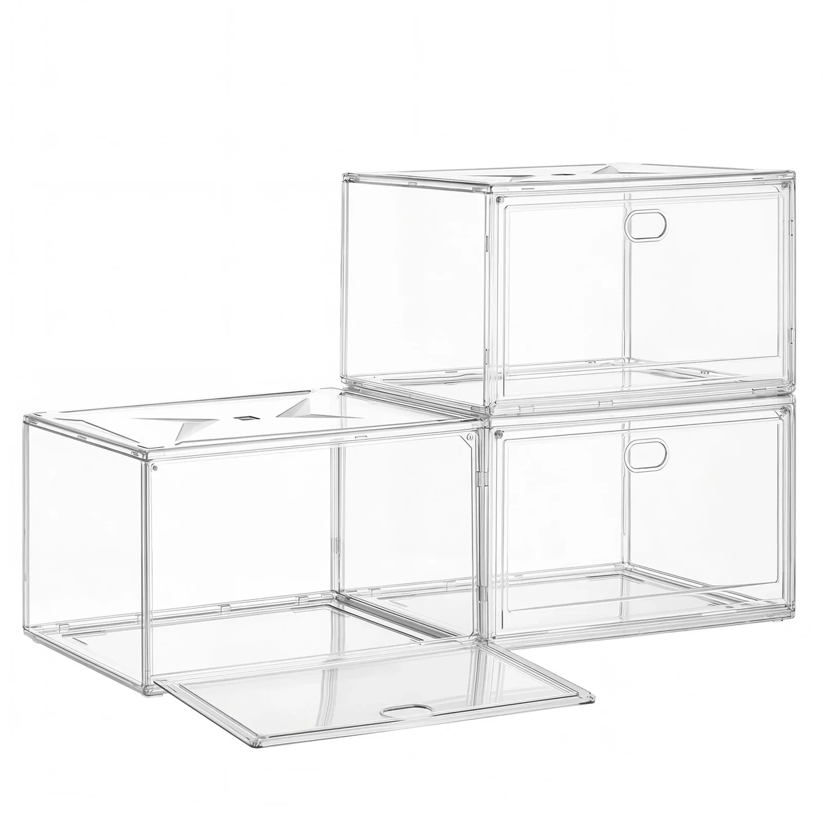 Image of Schuhboxen 3er Set, durchsichtig, Schuh-Organizer stapelbar