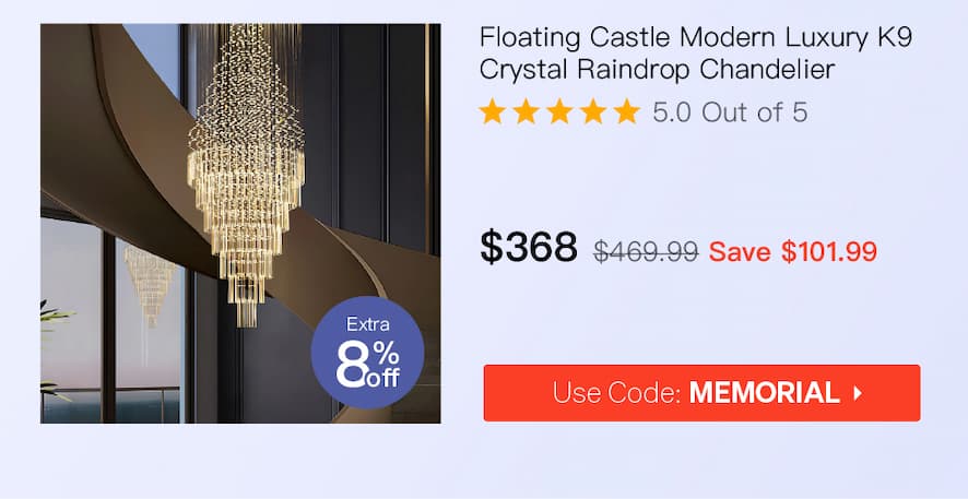 Floating Castle Modern Luxury K9 Crystal Raindrop Chandelier