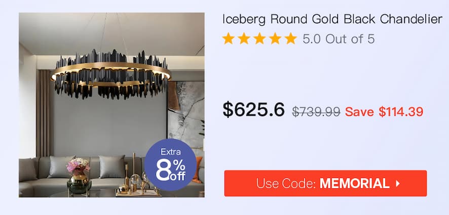 Iceberg Round Gold Black Chandelier