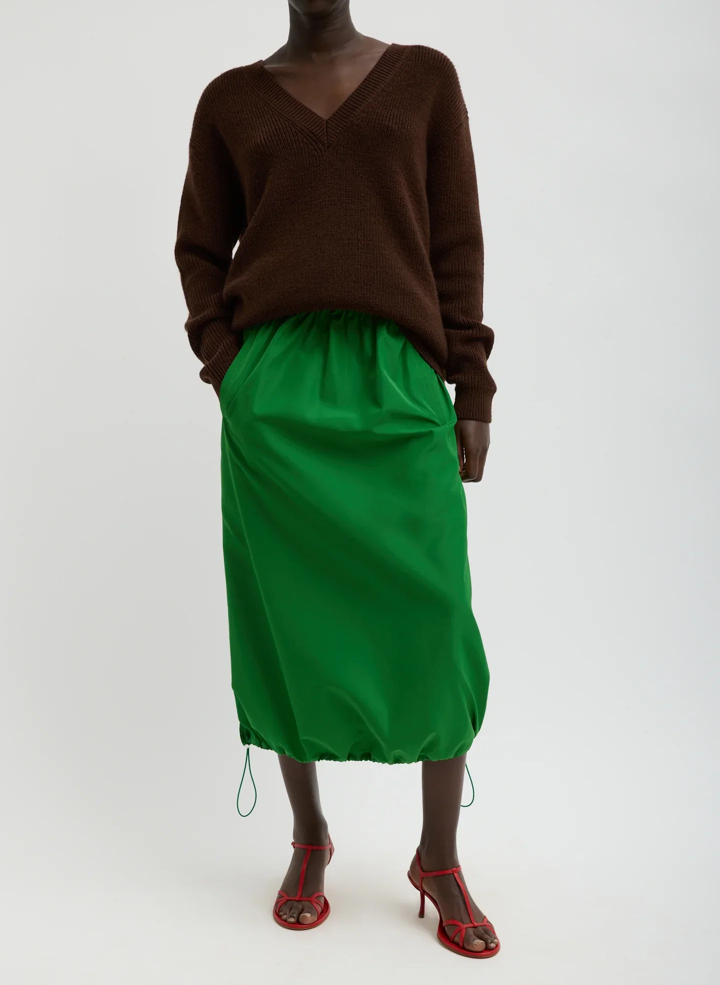 Image of Italian Sporty Nylon Midi Anorak Skirt