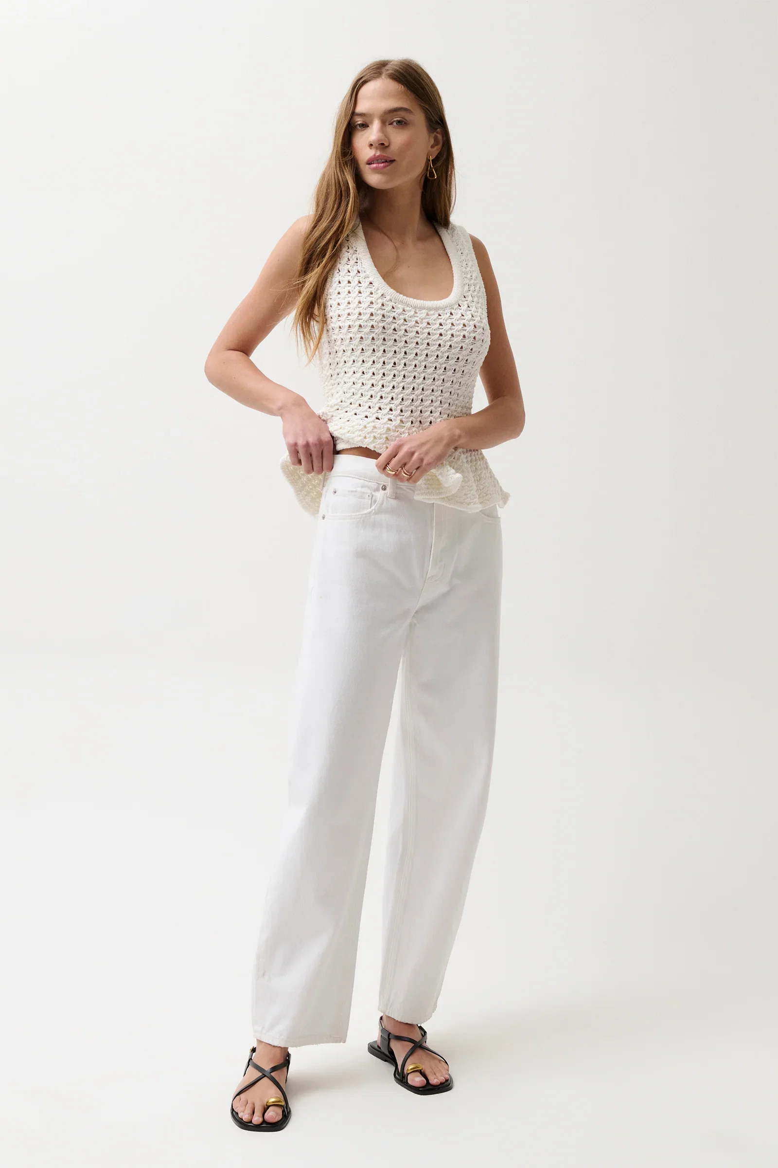 Image of Wes High Rise Barrel Jean - Vivid White