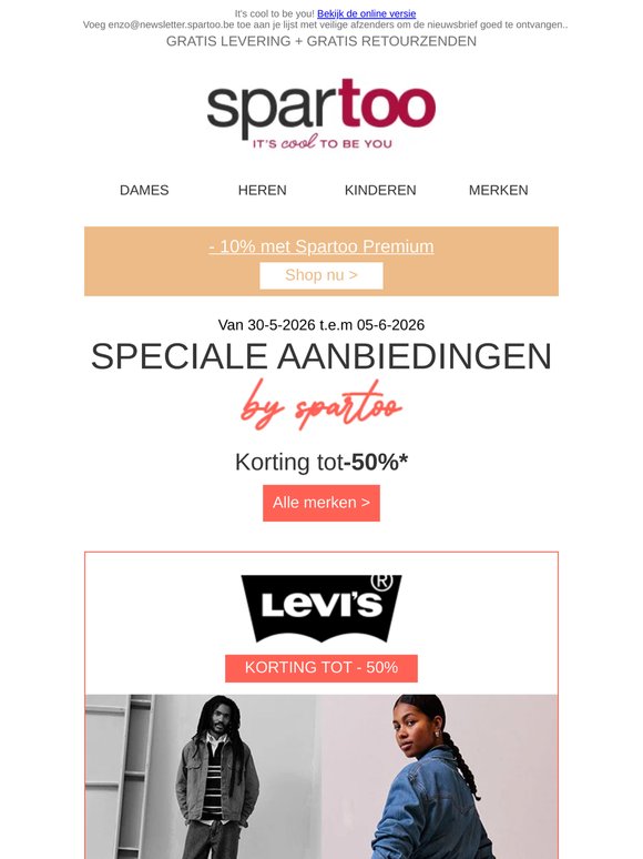 🔔 Nu koopjesweek! Tot 50% korting op Levi's, Fred Perry, Columbia, Gola en Lumberjack met gratis levering