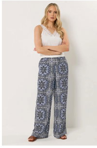 LTS Tall Blue Tile Print Wide Leg Trousers