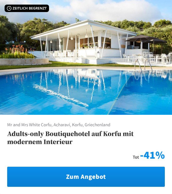 Adults-only Boutiquehotel auf Korfu mit modernem Interieur