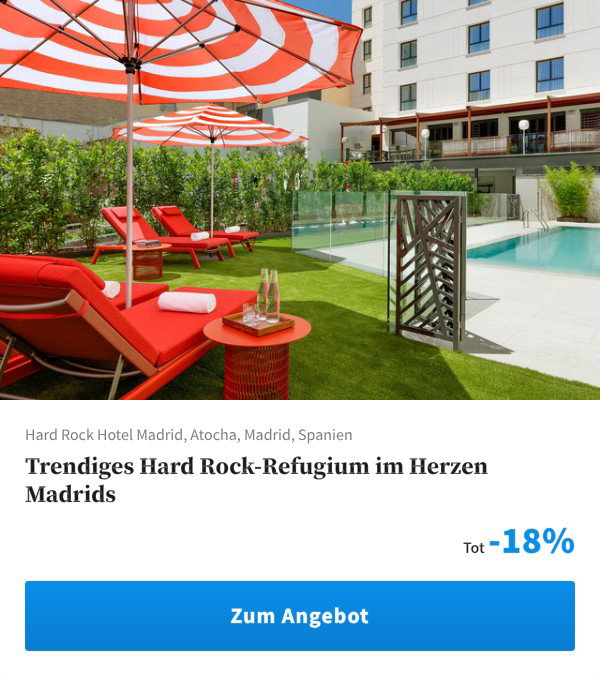 Trendiges Hard Rock-Refugium im Herzen Madrids