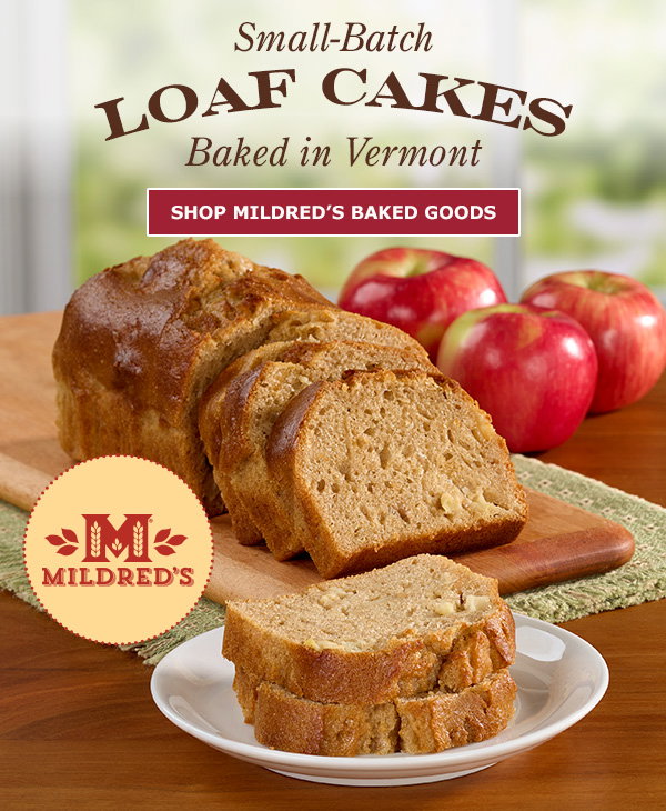 Small-Batch Loaf Cakes, Baked in Vermont. Shop Mildred's Baked Goods. Apple Loaf Cake by Mildred's Baked Goods