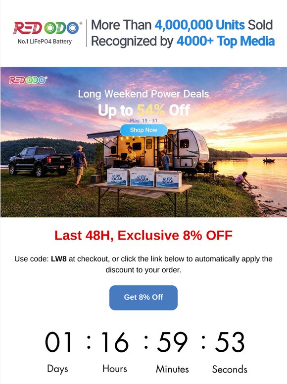 🔥【Last 36H】Up to 54% Off— Long Weekend Sale End Soon —Reliable Power For the Most Important Moments!