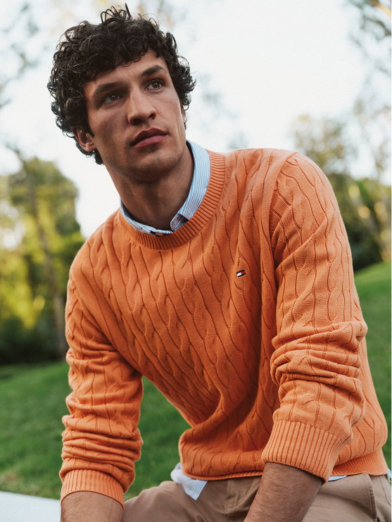 Flag Embroidery Cable Knit Jumper