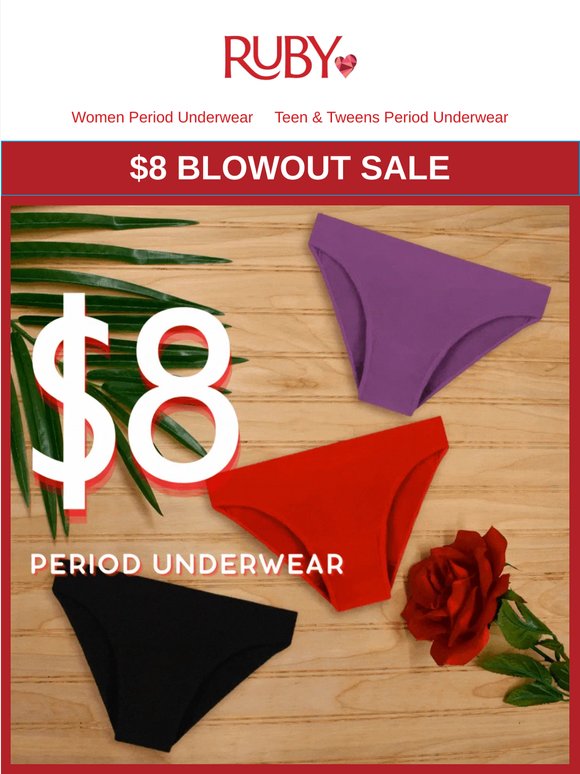 🛟 Flash Sale: $8 Period Underwear