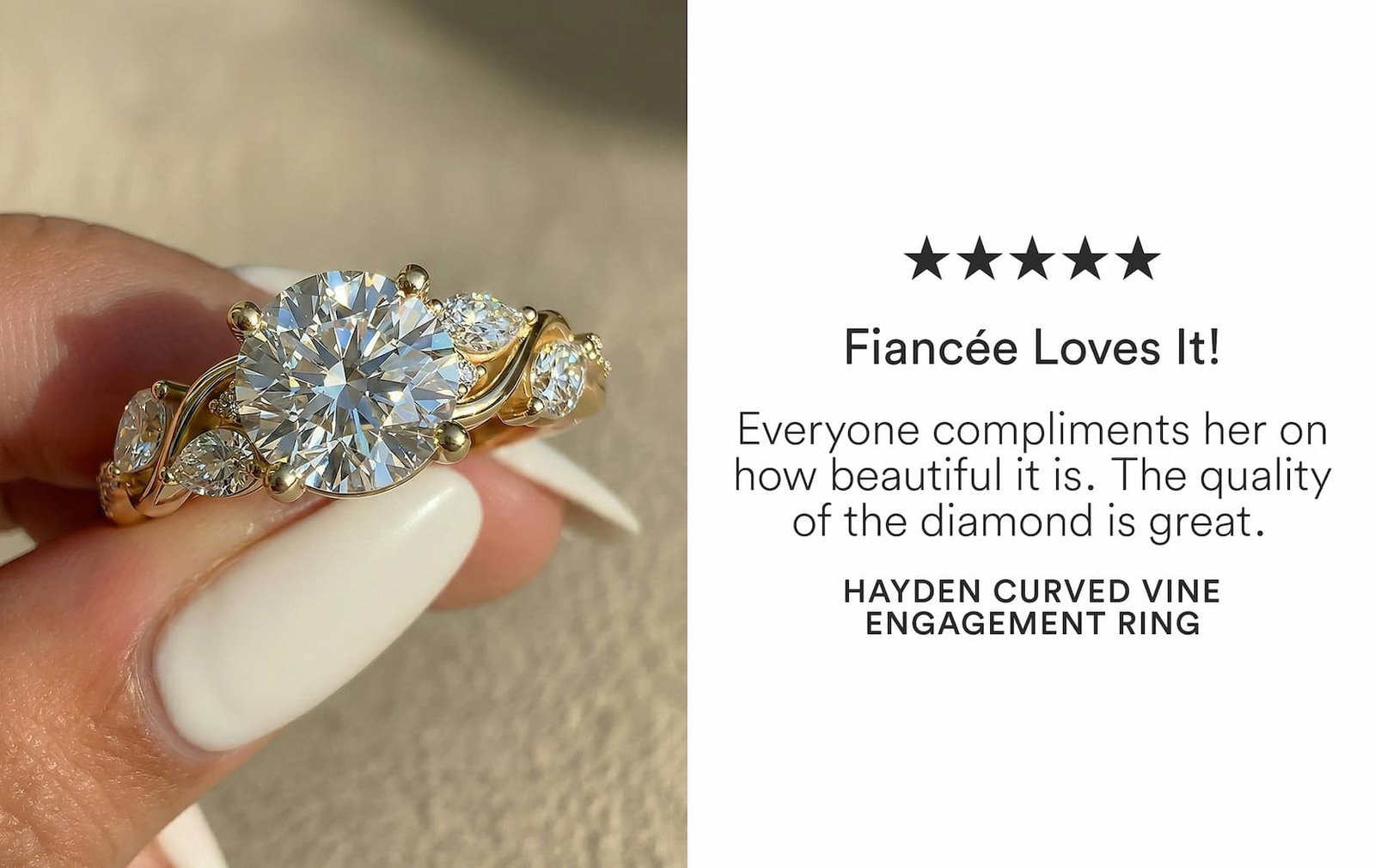 Hayden Curved Vine Lab Engagement Ring