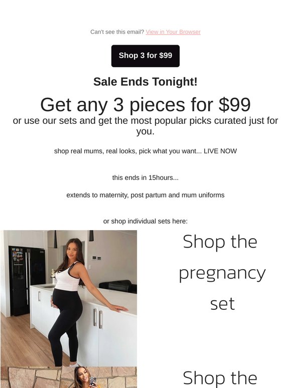 Flas Sale Ends Tonight: 3 for $99! mum essentials you live in