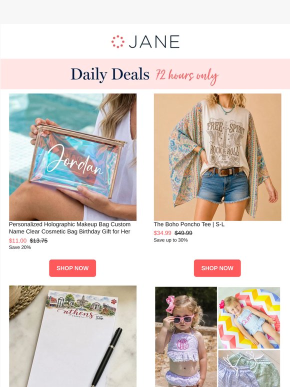 Daily Deals: Summer Boho Tee | Kids Monogrammed Seersucker Swim | Holographic Makeup Bag | & More!