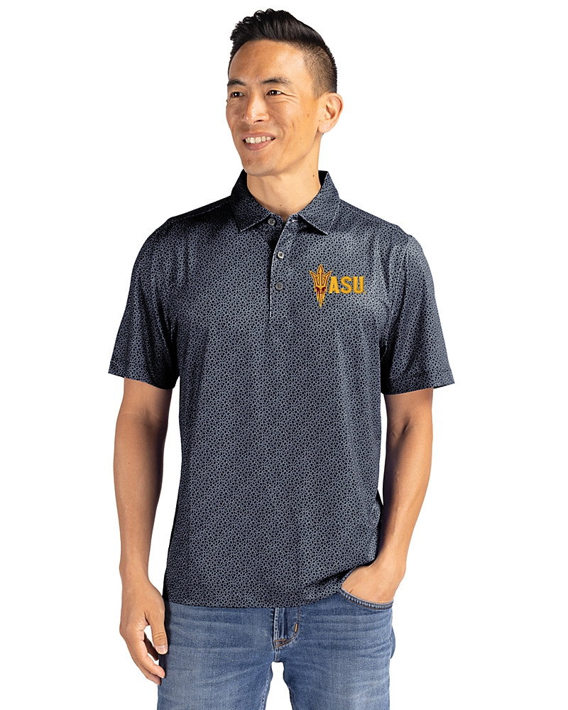 Image of Arizona State Sun Devils Cutter & Buck Pike Recycled Pebble Print Mens Polo