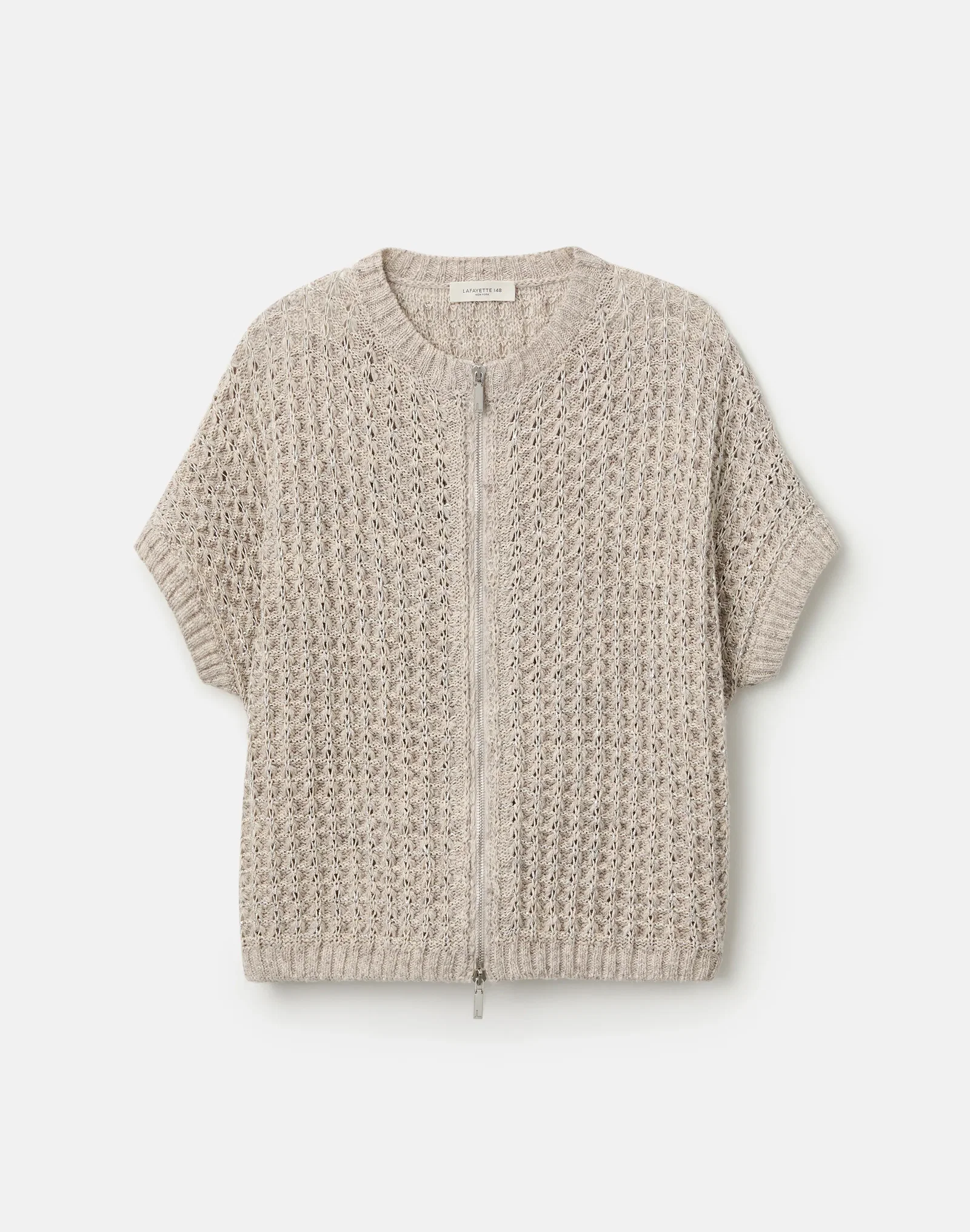 Image of Metallic Flax Linen-Cotton Pointelle Sweater
