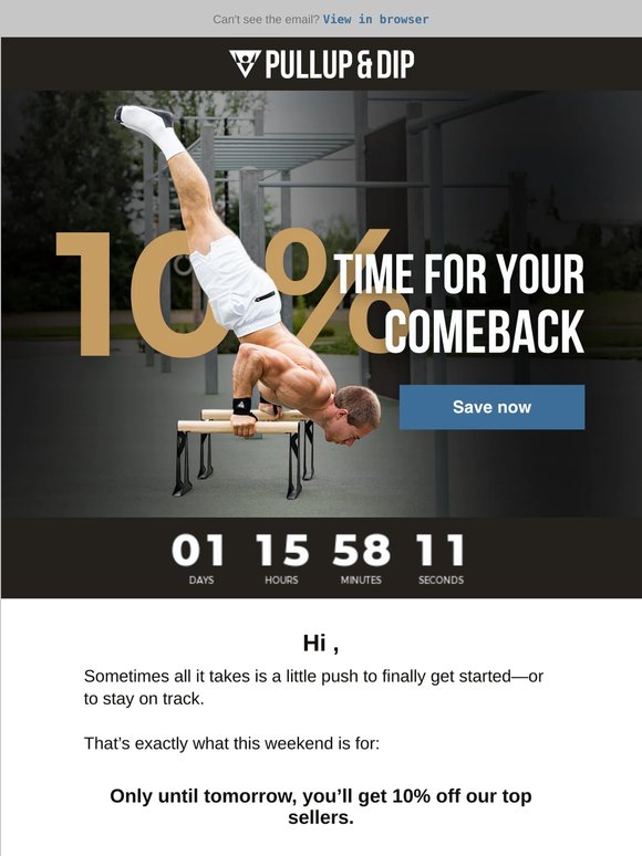 💪 10% off your workout equipment – only until tomorrow