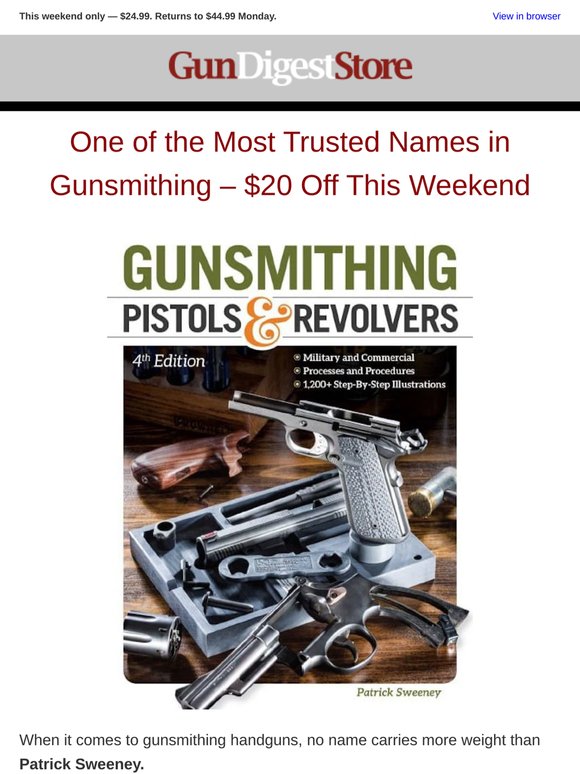 Save $20 on Gunsmithing Pistols & Revolvers — This Weekend Only