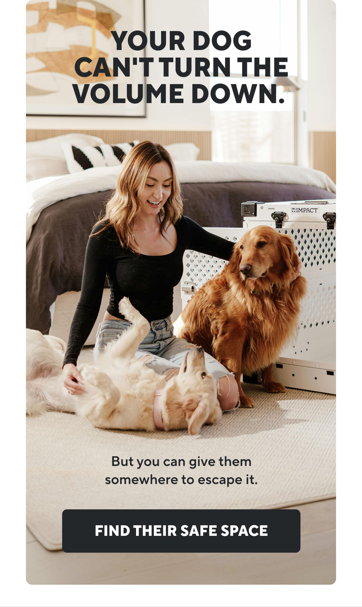 Your dog can't turn the volume down. | Find Their Safe Space