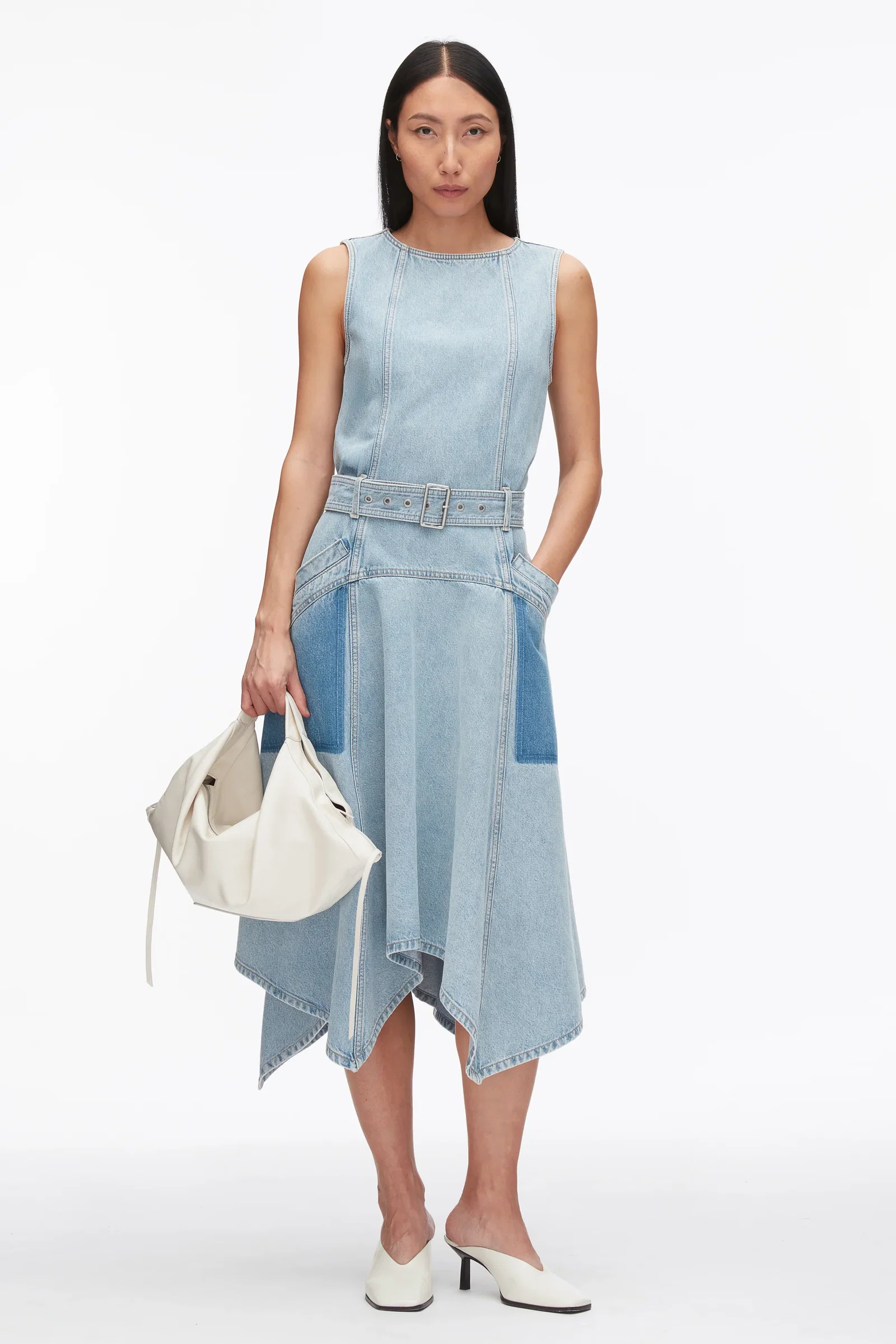 Image of Ghost Patch Sleeveless Belted Midi Dress