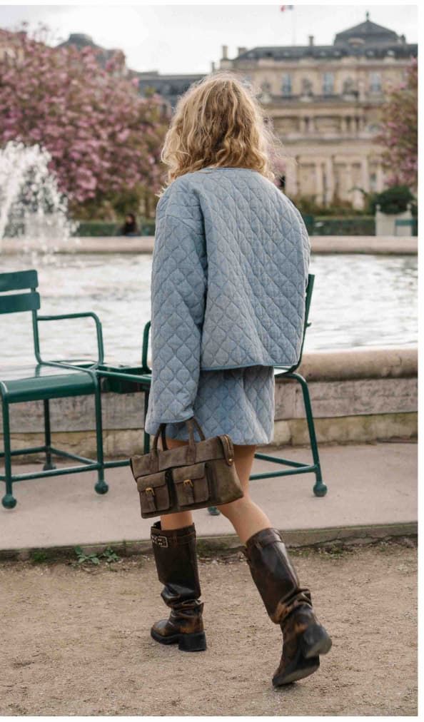 Quilted Denim Mini Skirt