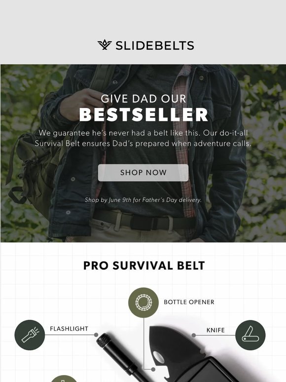 Give Dad a belt that can start a fire & pull a Jeep 🔥 💪