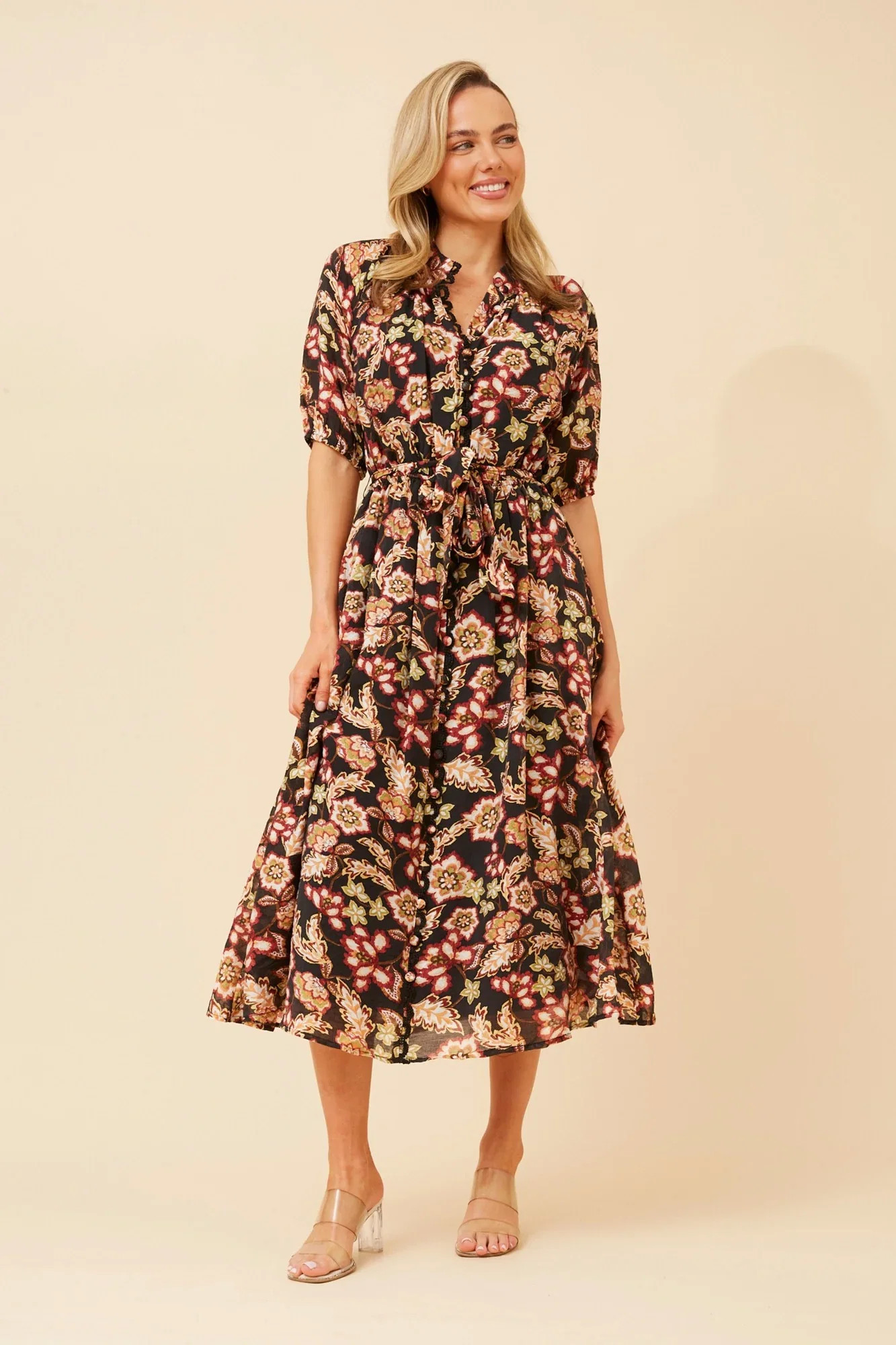 Image of GENEVA FLORAL MIDI DRESS