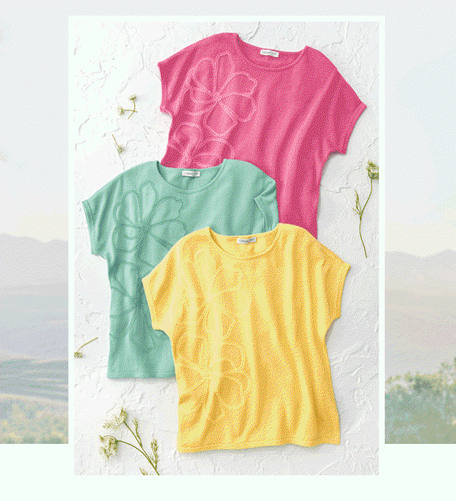 Floral Thread Short-Sleeve Sweater GIF