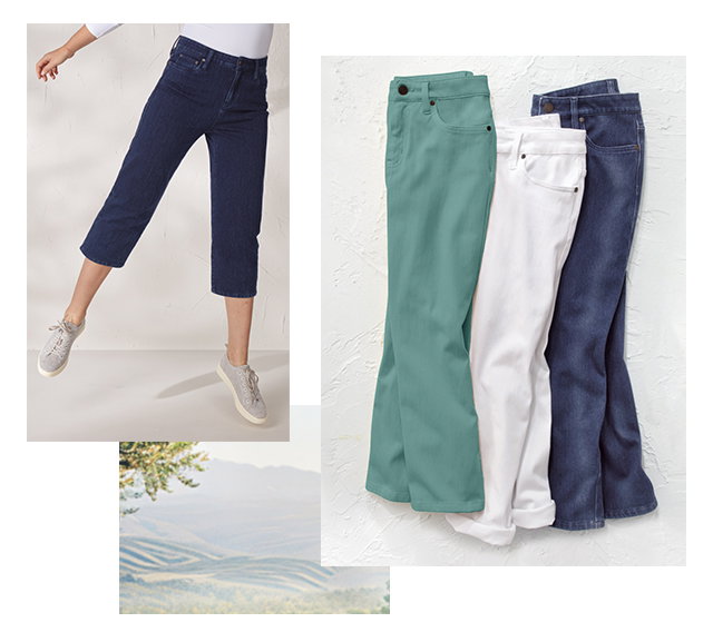 Knit Denim High Rise Straight-Leg Cropped Jeans