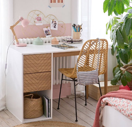 Bureau CHEVRONS-lijn - wit/hout