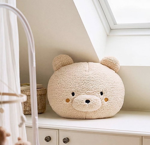 Muurdecoratie teddybeer bouclé - beige