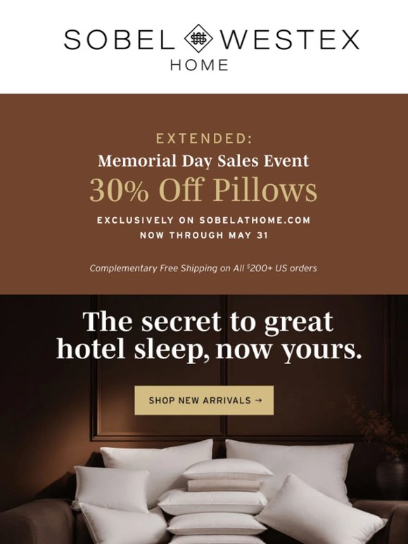 Extended: 30% Off All Pillows — Ends May 31st