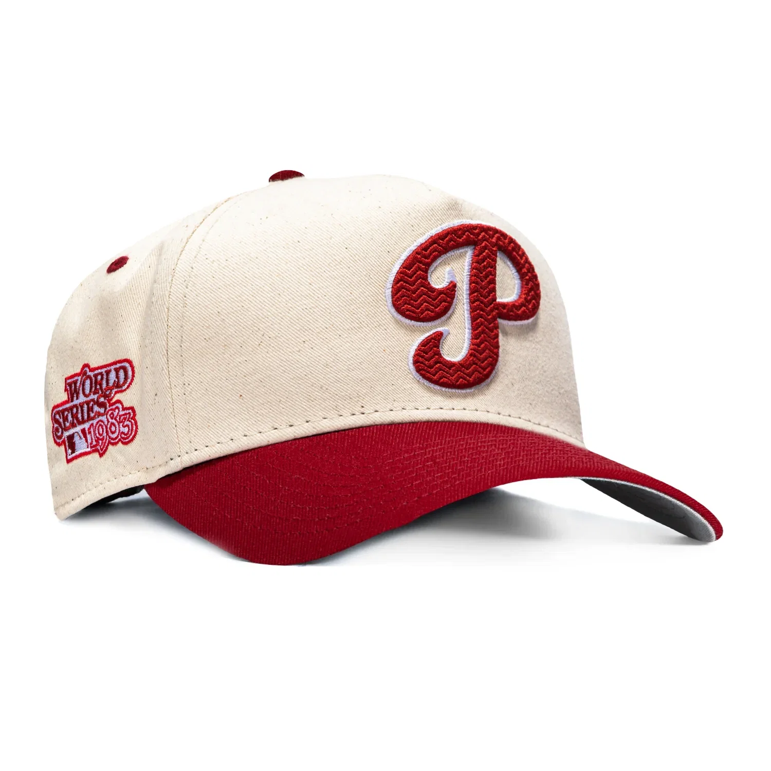 Image of New Era 9Forty A-Frame Sugar & Spice Philadelphia Phillies 1980 World Series Snapback Hat - White, Cardinal