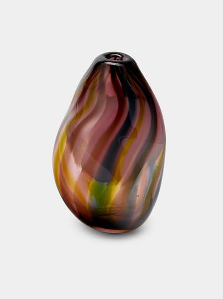 Striped Hand-Blown Glass Bud Vase (6.5in/17cm)