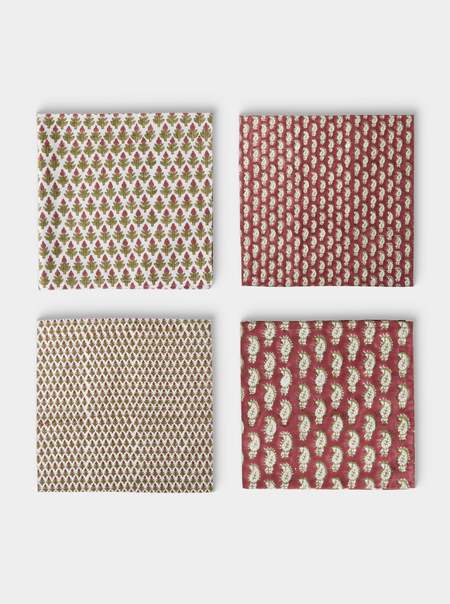 Paisley Hyacinth Block-Printed Cotton Napkins (Set of 8)
