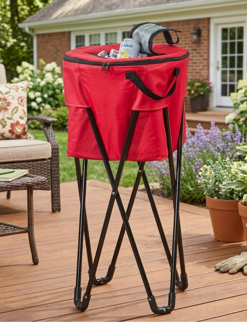 Freestanding Collapsible Insulated Portable Cooler for Drinks BBQ Party