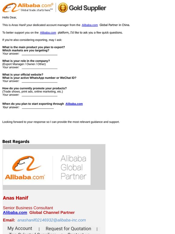 [Alibaba.com] In order to guide you better at Alibaba.com , May I have your reply.