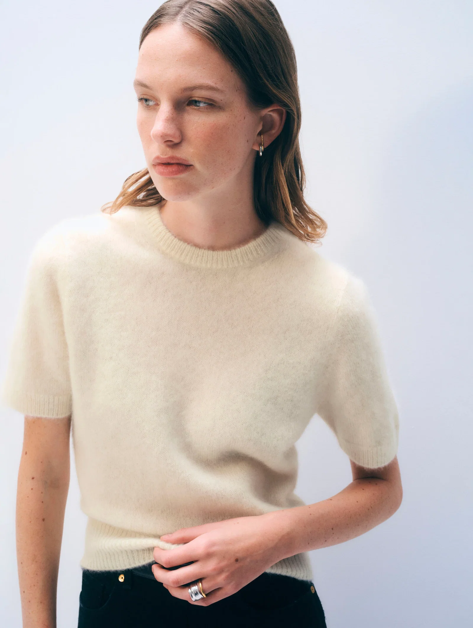 Image of Brushed Cashmere Tee | Ivory