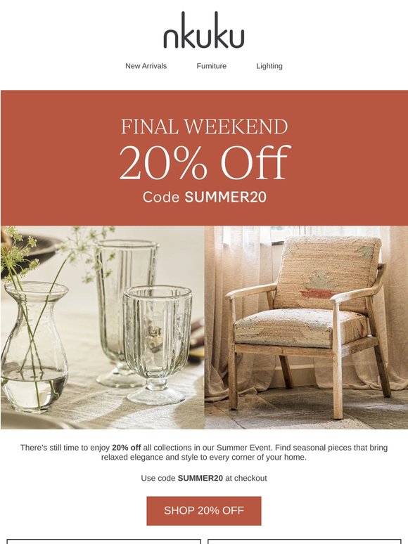 Final Weekend 20% Off