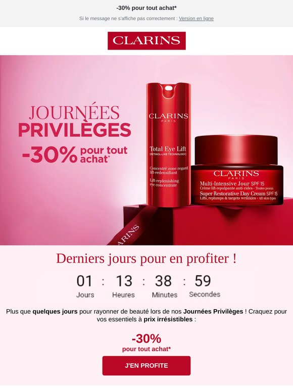 ⏳ JOURNÉES PRIVILÈGES : -30% jusqu’à dimanche !