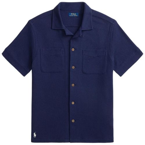 Polo Ralph Lauren Waffle Knit Camp Collar Shirt - Navy