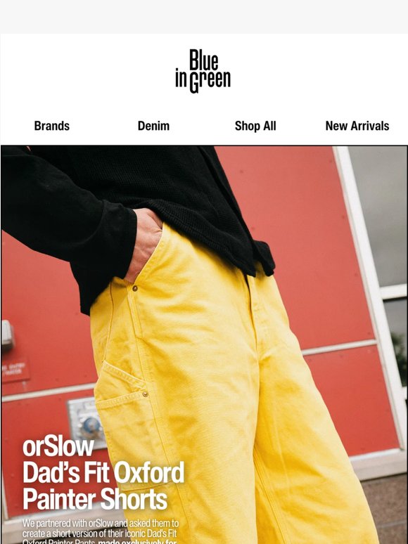 New from orSlow: Dad's Fit Oxford Painter Shorts