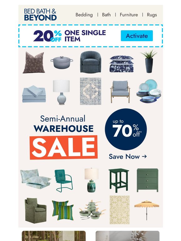 Up to 70% off during our Semi-Annual Warehouse Sale