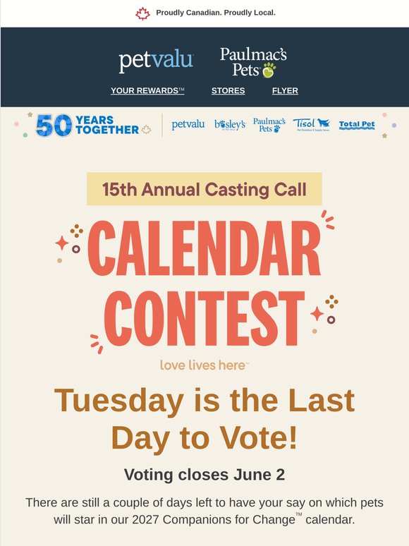 🌟Vote before Tuesday to help pick the stars of the 2027 calendar